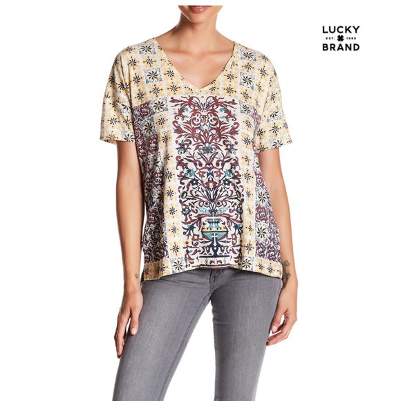 Lucky Brand Tops - Lucky Brand Morrocan Tile Print Short Sleeve Tee